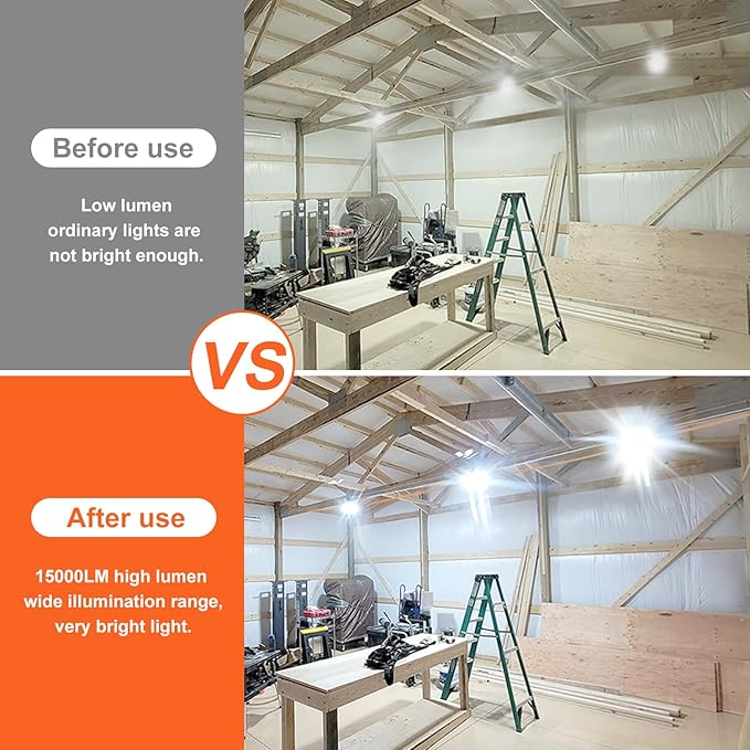 50ft Construction String Lights, 150W LED Industrial Grade 15000LM Super Bright Work String Lights for Construction Sites, Temporary Work, Job site, Indoor and Outdoor Lighting (50ft)