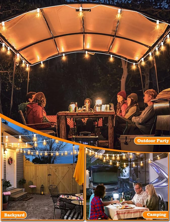 String Lights for Outside 120ft Waterproof with 60+3pcs A39 Shatterproof Edison Bulbs Outdoor String Lights for Patio, Yard, Cafe, Bistro, Market, Warm White 2200k