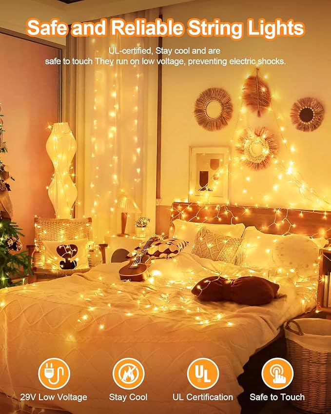 125FT 380 String Lights Indoor Outdoor Clear Wire, Plug in Christmas String Lights Connectable, Timer & Memory, Waterproof Twinkle Tree Light for Indoor Outdoor Classroom Patio Yard Holiday Decoration