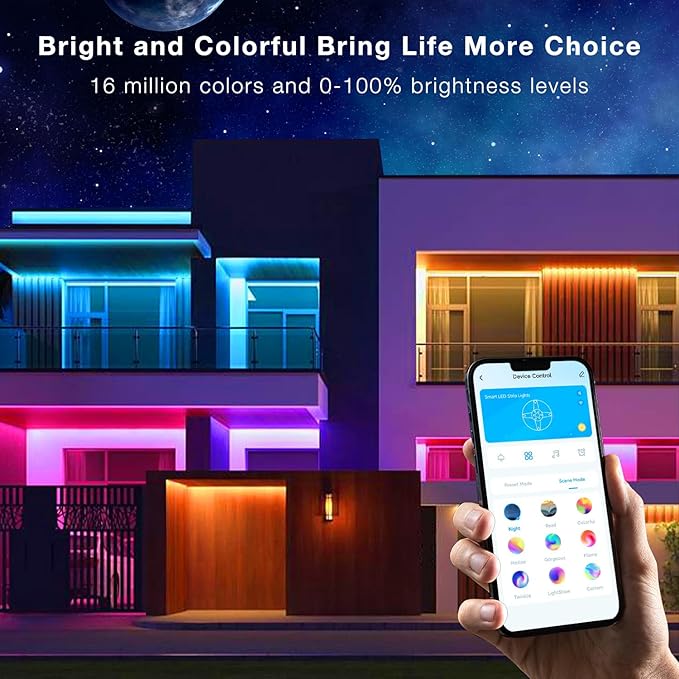 DAYBETTER Outdoor LED Strip Lights, IP67 Waterproof LED Lights with Remote, APP Control, Color Changing LED Rope Lights for Bedroom, Bathroom, Roof, Balcony, Pool, 24V, 100ft