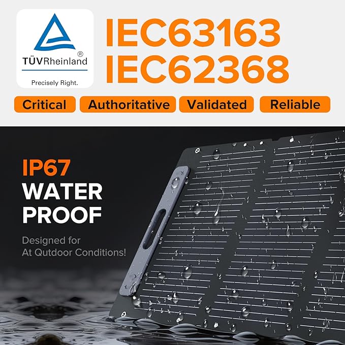 100W Portable Solar Panel for for Camping,RV,Power Station-USB 18W Fast Charging,23.5% Efficiency,Lightweight Foldable,XT60 & DC5521 Output,IP67 Waterproof,IEC Certified