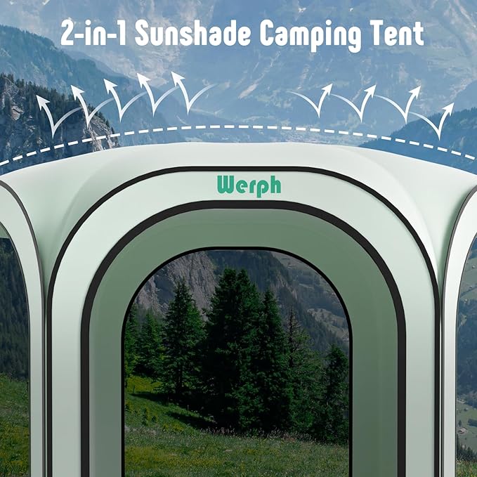 Screen Tent Pop-Up, Portable Tent Canopy with Mesh Mosquito Net, Screen House Room Canopy Shade 10x10 FT with Carry Bag for Patio, Backyard, Sports & Outdoors Activities, Green