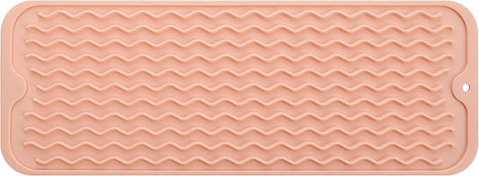 Silicone Dish Drying Mat for Multiple Usage,Easy clean,Eco-friendly,Heat-resistant Silicone Mat for Kitchen Counter,Sink,Bar,Bottle,or Cup Pink M 17 inches x 6 inches