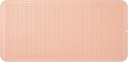 Silicone Dish Drying Mat for Multiple Usage,Easy clean,Eco-friendly,Heat-resistant Silicone Mat for Kitchen Counter or Sink,Refrigerator or Drawer Liner Pink 5XL 36inches x 18inches