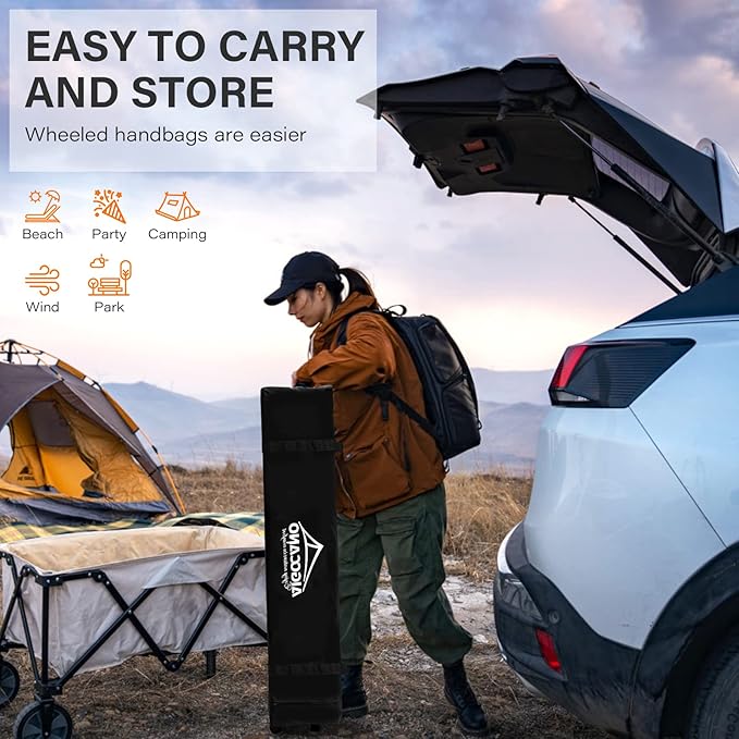 Pop up Canopy Tent,10x10 Instant Outdoor Canopy for Parties with Wheeled Bag,White