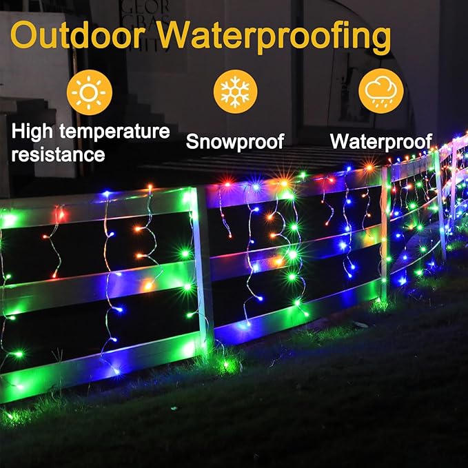 Christmas String Lights Outdoor - 131Ft/40M 1680 LED 8 Modes with Remote Control and App Waterproof Christmas Lights for Patio Yard Garden Wedding Party-Multicolor