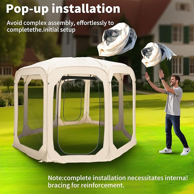 Screen House Tent Portable Canopy with Mosquito Net Outdoor Room Perfect for Patio Backyard Gazebo Picnic Mesh.