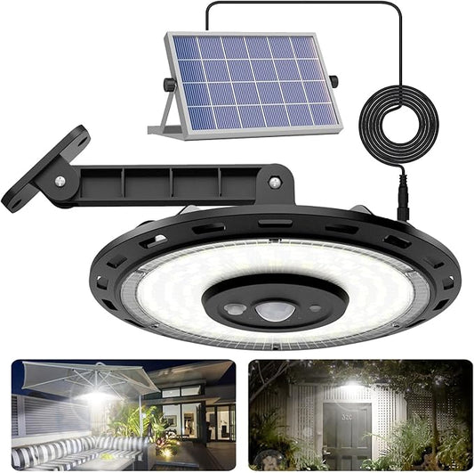 Solar Light Indoor Outdoor, 3000LM Solar Shed Light Rotation Design, Waterproof 5 Modes (2 for All Day Lighting) Motion Sensor, Dimmable Remote for Barn Patio Chicken Coop Gazebo Garage
