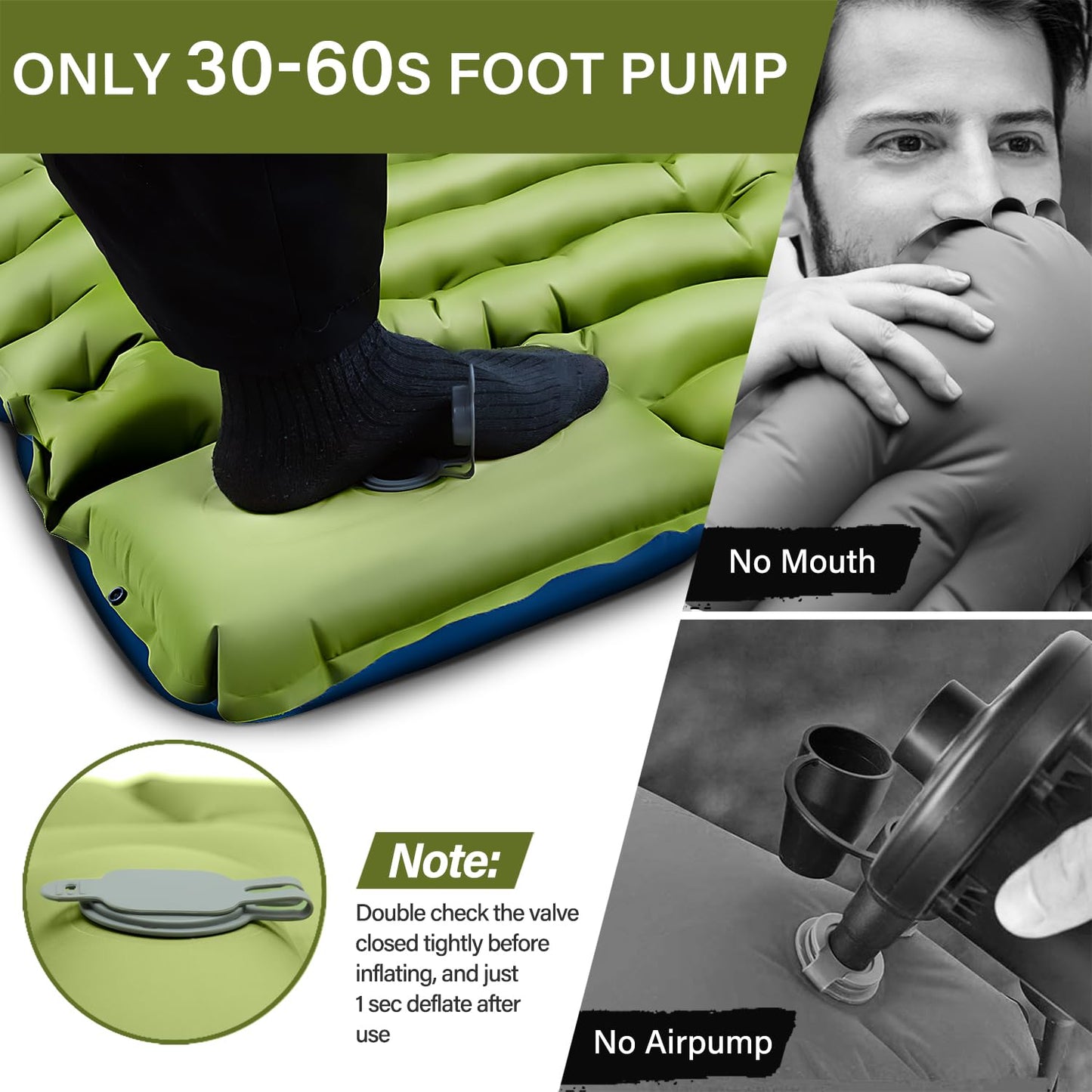 Camping Sleeping Pad, Ultralight Camping Mat with Pillow Built-in Foot Pump Inflatable Sleeping Pads Compact for Camping Backpacking Hiking Traveling - Orange