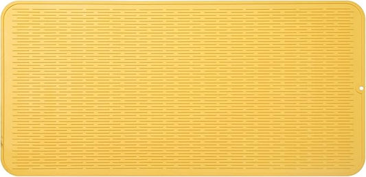 Silicone Dish Drying Mat for Multiple Usage,Easy clean,Eco-friendly,Heat-resistant Silicone Mat for Kitchen Counter or Sink,Refrigerator or Drawer Liner Yellow 5XL 36inches x 18inches
