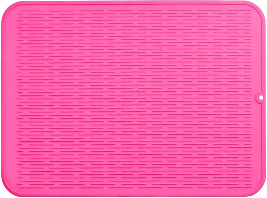 Silicone Dish Drying Mat for Multiple Usage,Easy clean,Eco-friendly,Heat-resistant Silicone Mat for Kitchen Counter or Sink,Refrigerator or Drawer Liner Rose 2XL 24 inches x 18 inches