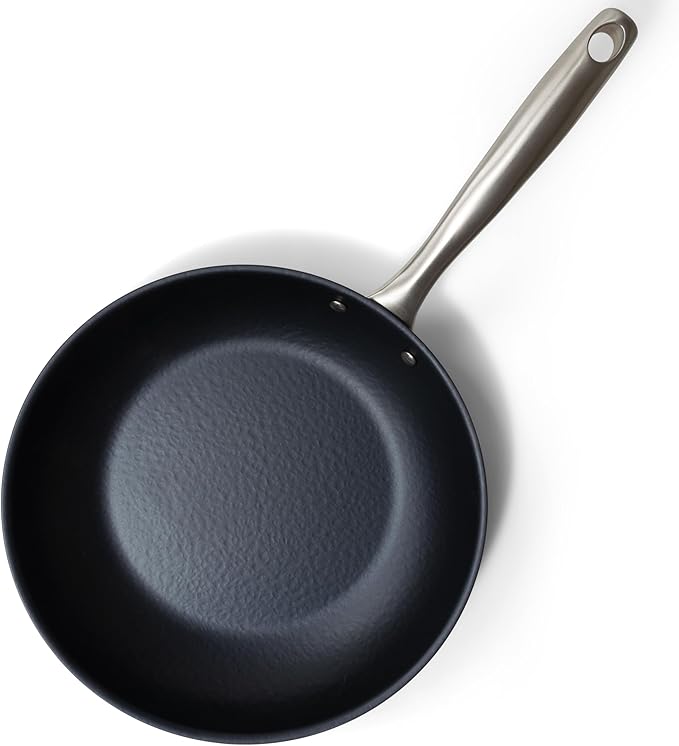 Alva Black Angus 9.5" Carbon Steel Frying Pan, Chef-Grade Hammered Blue Steel Skillet, Naturally Nonstick When Seasoned, PFAS/PFOA Free, Induction, Oven & BBQ Compatible, Lightweight Premium Cookware