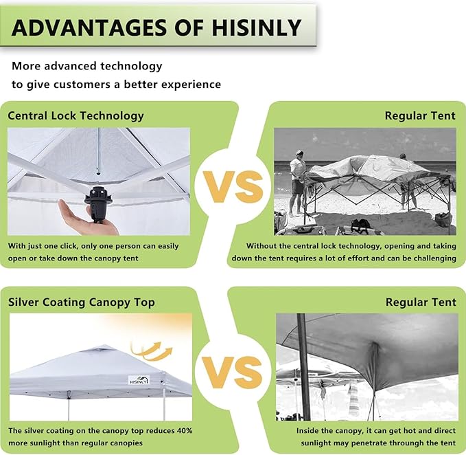 10x10ft Pop Up Canopy Tent with Removable Sidewall, Instant Shade Canopy with Vented Roof for Patio Outdoor Camping with Wheel-Bag, 4 Sand Bags, 8 Stakes