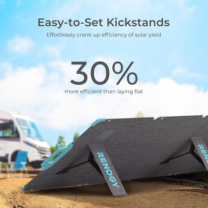 Renogy E.FLEX 220 Watt Waterproof Foldable Portable Solar Panel with Kickstand & Carry Handles for Road Trip, Camping, RV, and Fishing
