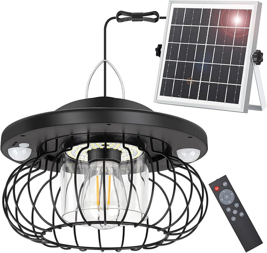 ropelux Solar Shed Light Outdoor Indoor, Bright 3000LM 5 Modes (Daytime Available) Lamp with 3 Color Temps Dual Motion Sensor Remote, Hanging Pendant Lights for Gazebo Barn Garage Shop, 1 Pack