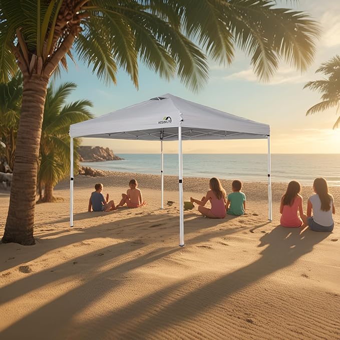 10x10ft Pop Up Canopy Tent, Instant Shade Canopy with Vented Roof for Patio Outdoor Camping with Bag, 4 Sand Bags, 8 Stakes