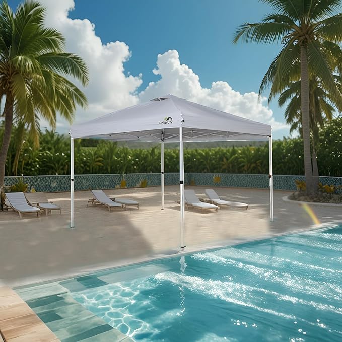 10x10ft Pop Up Canopy Tent, Instant Shade Canopy with Vented Roof for Patio Outdoor Camping with Bag, 4 Sand Bags, 8 Stakes