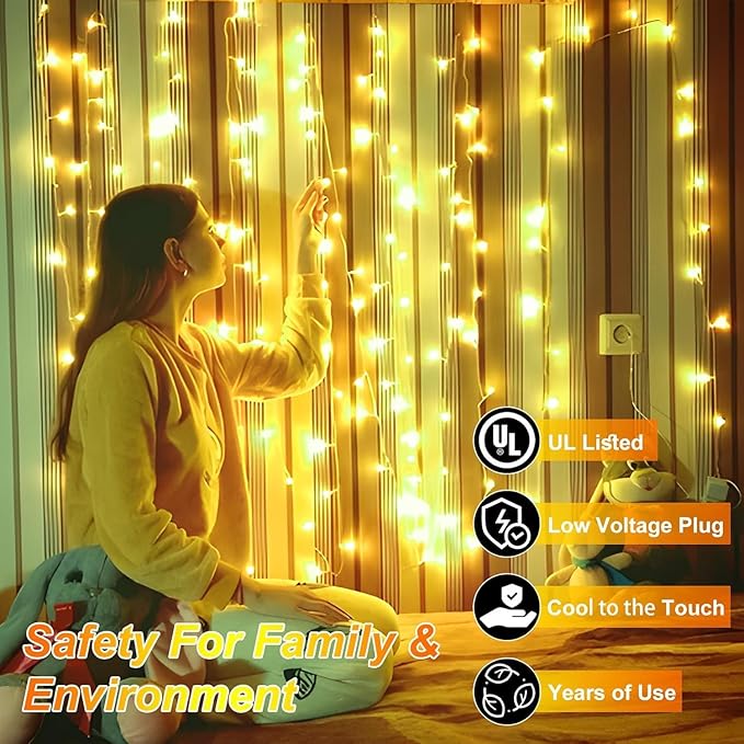 340 LED 90FT Christmas String Lights Outdoor, 12 Pro Modes and Timer Memory & Brightness, Plug in Outdoor Waterproof Clear Wire Twinkle Light for for Xmas Yard Tree Wedding Party Decor (Warm White)