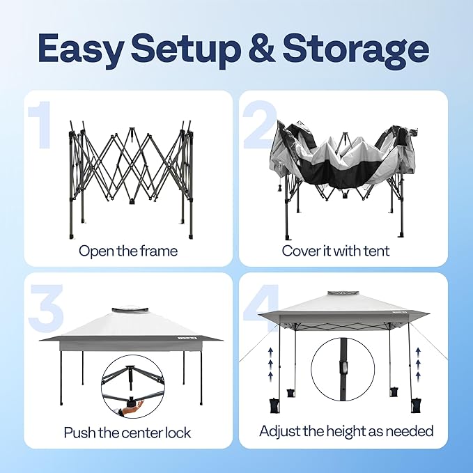VIVOHOME10x10ft Pop Up Canopy Tent One Push Setup Outdoor Portable Shelter Tent Heavy Duty with Wheel Carry Bag and 4 Sandbags,2 Tiers Roof for Patio Garden Backyard, Gray