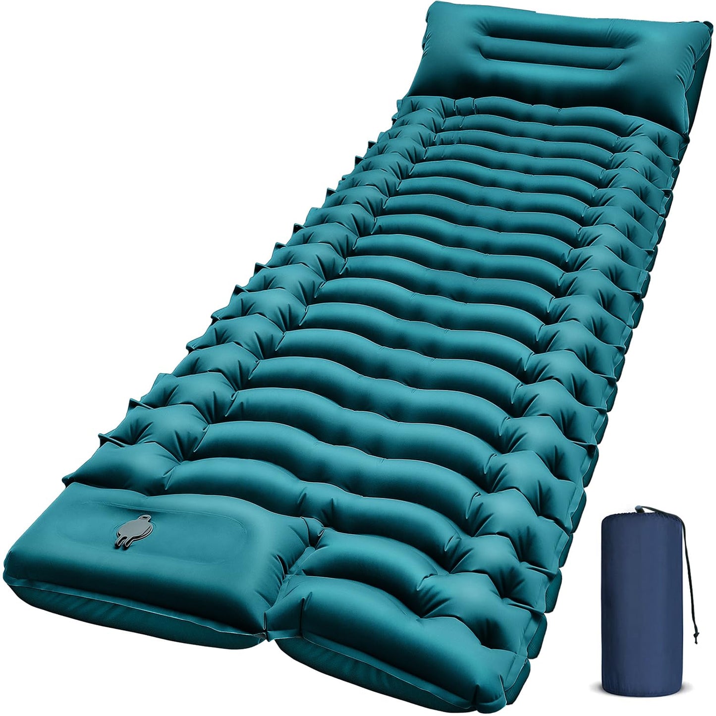Camping Sleeping Pad, Ultralight Camping Mat with Pillow Built-in Foot Pump Inflatable Sleeping Pads Compact for Camping Backpacking Hiking Traveling - Orange