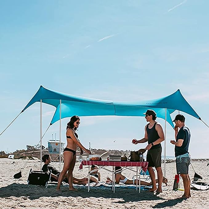 KOMCLUB Telescoping Tent Poles - Adjustable Heavy Duty Camping Poles - Thickened Stainless Steel - Set of 2 - For Tarp, Awning, Canopy, Beach Shelter, Sun Sails