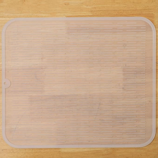 Silicone Dish Drying Mat for Multiple Usage,Easy clean,Eco-friendly,Heat-resistant Silicone Mat for Kitchen Counter or Sink,Refrigerator or Drawer Liner Translucent XL 18 inches x 16 inches
