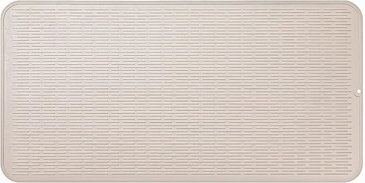 Silicone Dish Drying Mat for Multiple Usage,Easy clean,Eco-friendly,Heat-resistant Silicone Mat for Kitchen Counter or Sink,Refrigerator or Drawer Liner Tapioca 5XL 36inches x 18inches