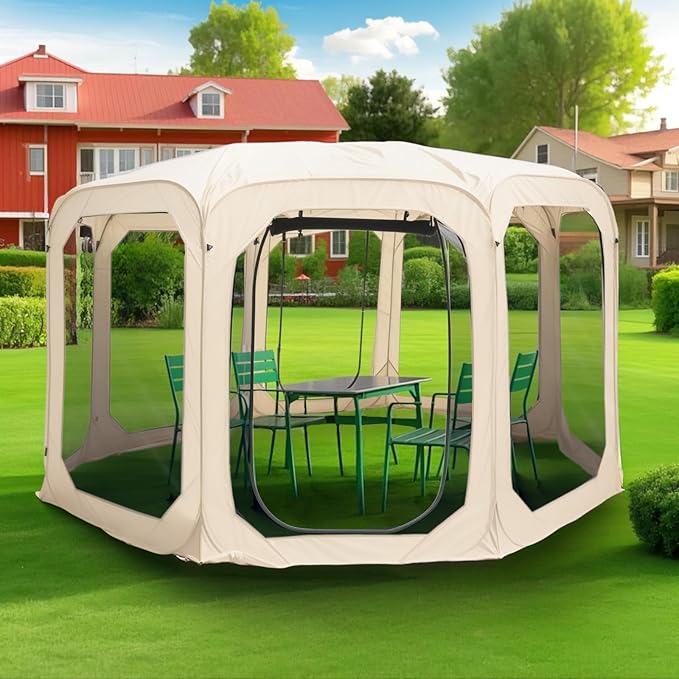 Screen House Tent Portable Canopy with Mosquito Net Outdoor Room Perfect for Patio Backyard Gazebo Picnic Mesh.