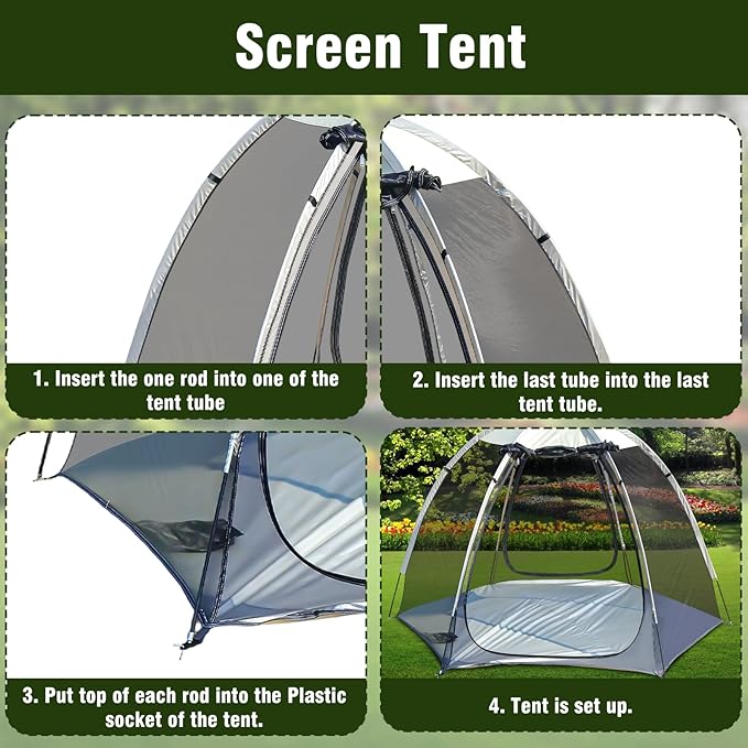 Screen House Tent Portable Canopy with Mosquito Net Outdoor Room Perfect for Patio Backyard Gazebo Picnic Mesh.