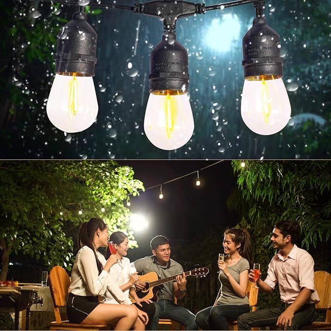 Solar String Lights with Remote Control, 50FT Dimmable Outdoor String Lights Waterproof, Patio Lights Solar Powered for Garden Backyard Camping Party
