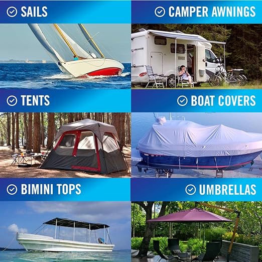 Repair Tape for Fabric Boat Covers, Canvas Tents, Pop-Up Campers, RV Awnings, Tarps, Canopies, Bimini Tops, Sails, Air Mattress Patch Kit, 30ft x 3" Clear Heavy-Duty Waterproof Vinyl