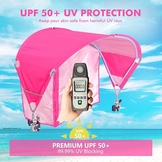Universal Chair Canopy Umbrella, UPF 50+ Sun Shade with Adjustable Clamp Clip for Beach Chair, Outdoor Camping Chair, Sports Chair, Lawn Chair, Zero Gravity Chair, Wheelchair, Wagon,(Patent Design)