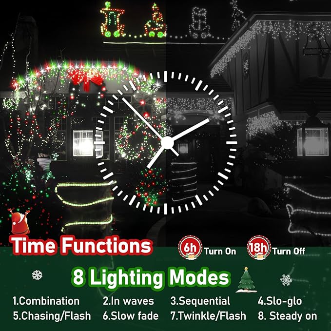 XURISEN Upgraded 561FT 1400 LED Christmas Lights Outdoor, Super Long String Lights 8 Modes & Memory Timer Plug in Fairy Lights for Home Xmas Tree Party Wedding Decor -Red and Green and White