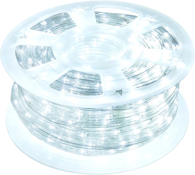 Waterproof LED Rope Lights, Connectable & Flexible with 8 Modes, Outdoor Lighting for Deck, Garden, Pool, Patio & Christmas Decor (White, 100ft)