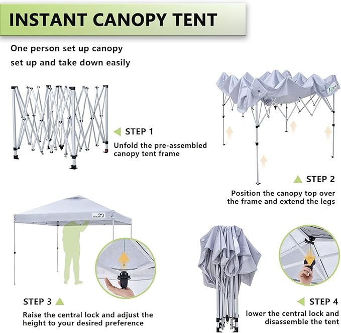 10x10ft Pop Up Canopy Tent with Removable Sidewall, Instant Shade Canopy with Vented Roof for Patio Outdoor Camping with Wheel-Bag, 4 Sand Bags, 8 Stakes