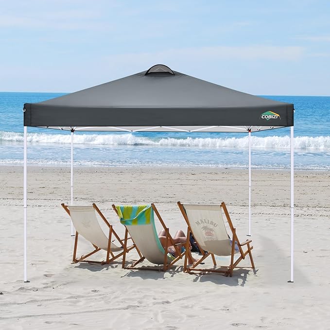 COBlZI 10x10 Pop Up Canopy Tent with 4 Removable Sidewalls，Waterproof Commercial Easy Adjustable Gazebo Tent with Air Vent, 4 Sandbags，4 Stakes & 8 Ropes（Tents for Party/Exhibition,Grey