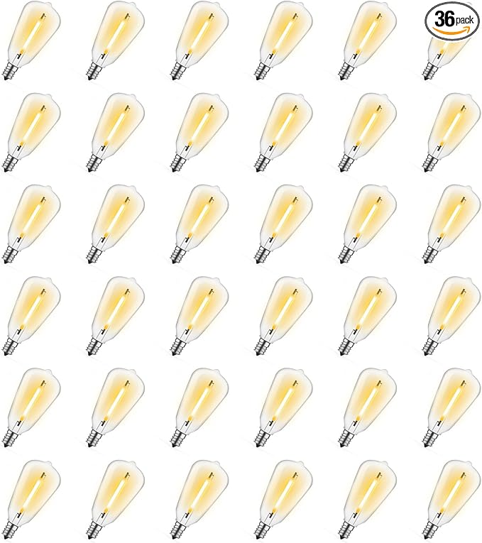 36 Pack LED ST38 Replacement Bulbs, 1 Watt E12 LED Bulb 2700K Warm White, Vintage Dimmable Shatterproof Bulbs for Indoor Outdoor Patio Garden String Lights, Dimmable