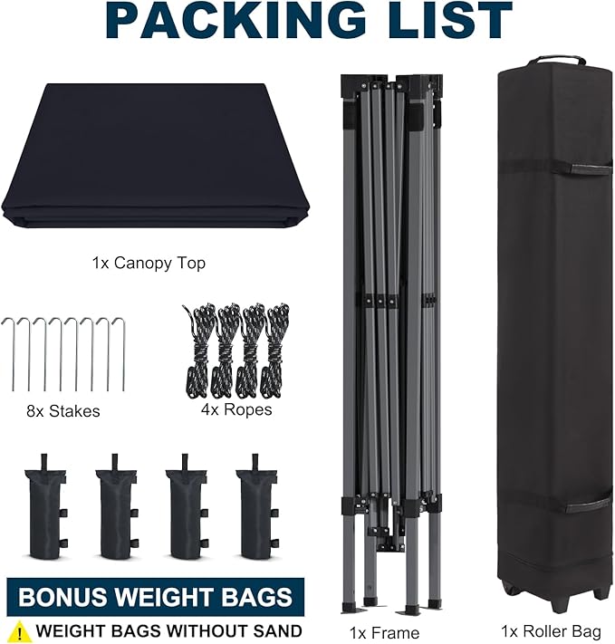MASTERCANOPY Portable Pop Up Canopy Tent with Large Base(10x10,Black)