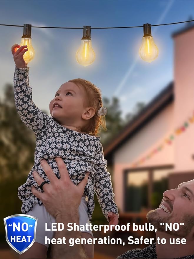 400FT Outdoor String Lights LED Waterproof Patio String Lights for Outside with 200+12ea Extra A39 2200K Warm Yellow Vintage Bulbs for Outdoor Bistro Backyard Lights, 4Pack x 100FT Linkable