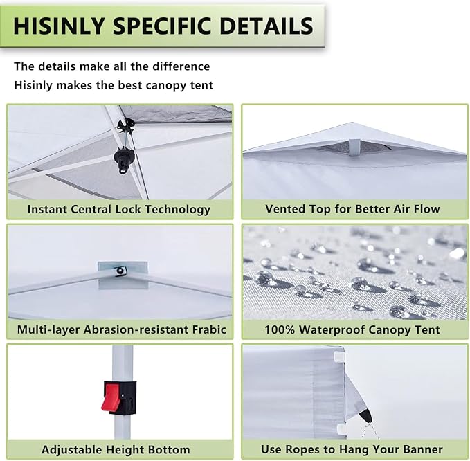 10x10ft Pop Up Canopy Tent with Removable Sidewall, Instant Shade Canopy with Vented Roof for Patio Outdoor Camping with Wheel-Bag, 4 Sand Bags, 8 Stakes