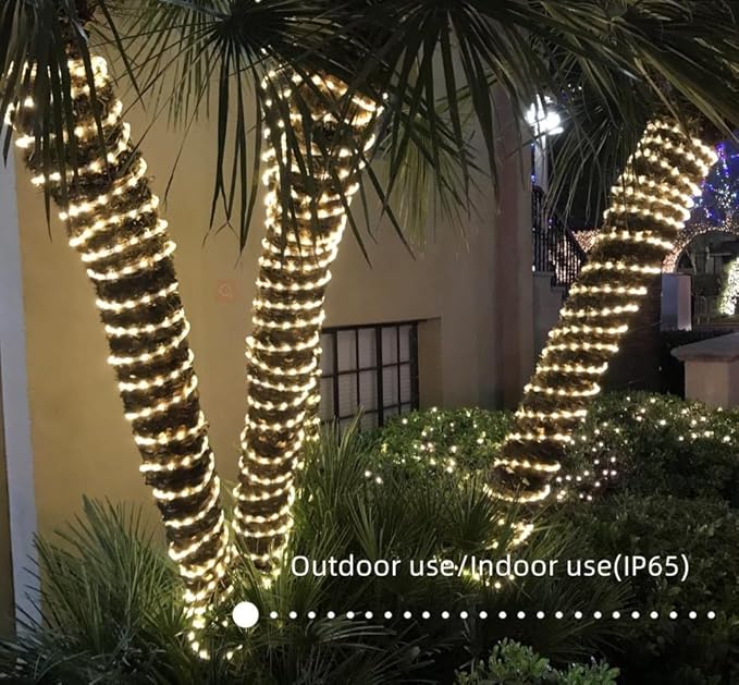 LED Rope Lights 200Feet 2160LEDs 120V Waterproof for Indoor Outdoor use IP65 for Party,Camping,Backyard,Fence,Fallway,Stairs,Pond,X'Mas Decoration,Patriot,Independence Day,4th of July(Warm white)