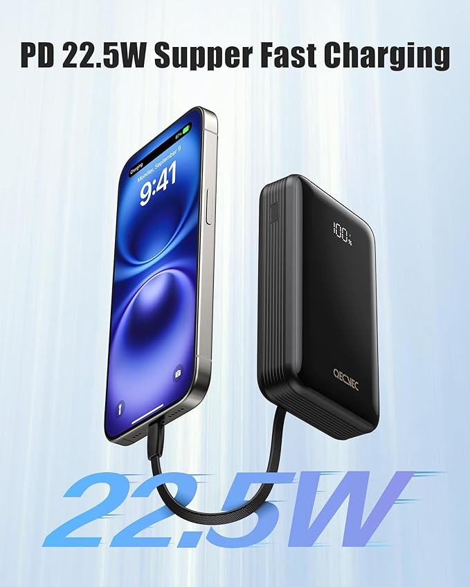 Portable Charger 20000mAh, 22.5W Power Bank Fast Charging, High Capacity Cell Phone Portable Power Banks with for iPhone, Samsung, Android etc, Travel Essential (Black)