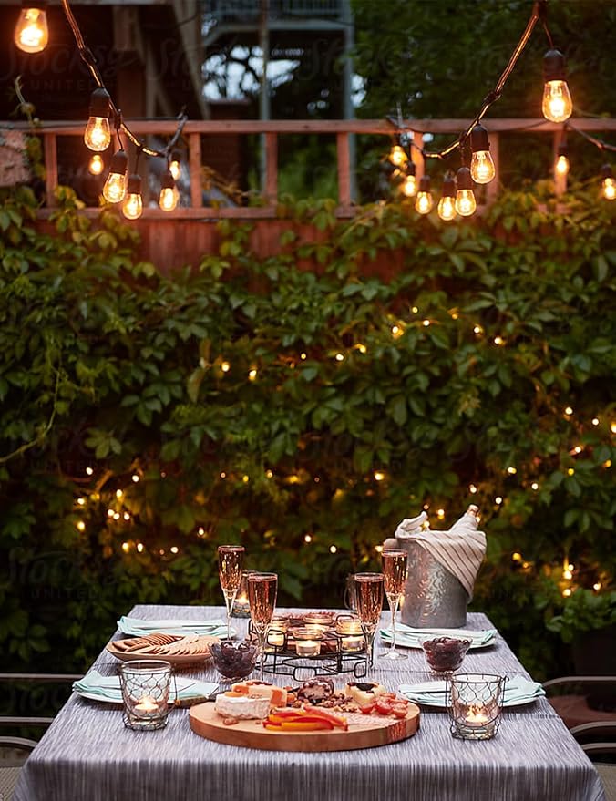 Svater Outdoor String Lights 150FT, E26 Socket, 48pcs S14 Shatterpoof Bulbs, 1 Watt Dimmable 2700K Warm White, IP65 Waterproof Commercial Grade Patio Lights（3 Pack X 50FT）