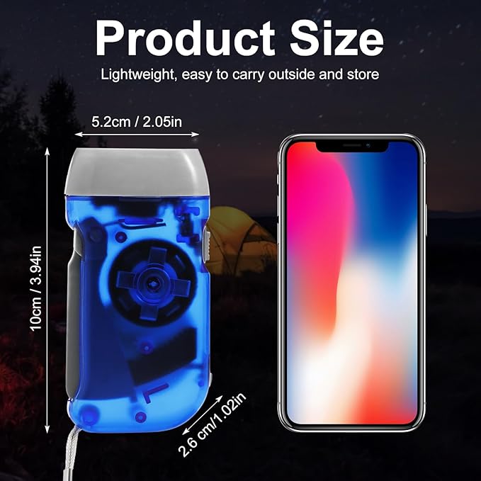Treela 36 Pcs Hand Crank Flashlights Operation Christmas Items Bulk Squeeze Flashlight No Battery Required Torchlight 3 Powered Charging for Emergency(Blue)