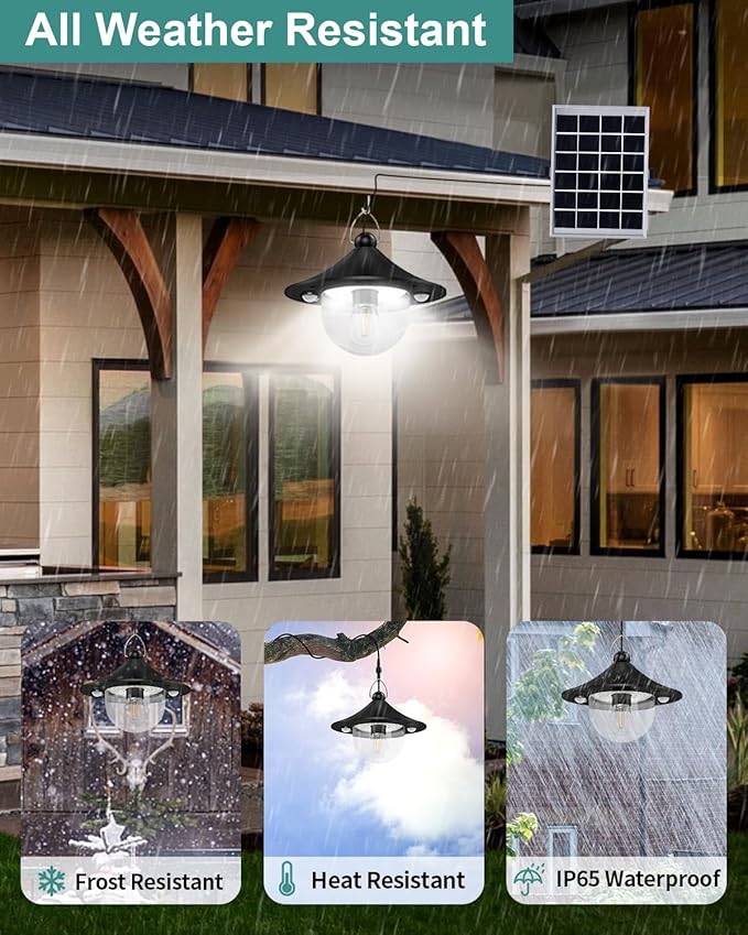 Solar Shed Light Outdoor Indoor 3000LM Solar Lights Daytime Available with Remote Control, Double Motion Sensor & 5 Lighting Modes, Solar Indoor Lights for Gazebo, Shed, Garage, Barn 2Pack