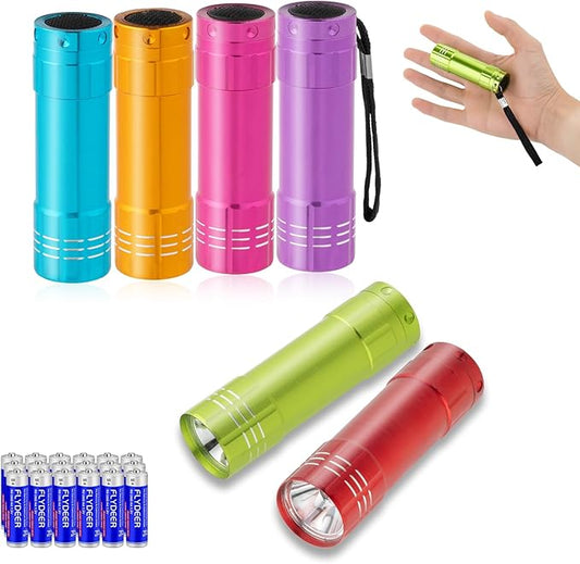 KunHe 6 Pack Stocking Stuffers Small Mini LED Flashlight Christmas Gifts Flashlights 100 Lumen with Battery Bright Camping Flash Light Gift to Halloween