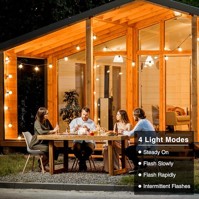ZJOJO Solar Outdoor String Lights 200FT(100 * 2Pack) G40 Globe Patio Lights Outdoor String Lights Solar Powered with 100 Edison Glass Bulbs 2700K Shatterproof Hanging Lights for Porch Backyard Bistro