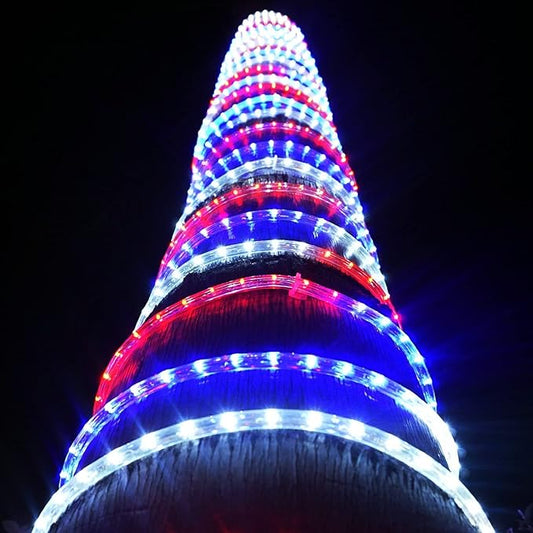 Tuklye LED Rope Lights 50Feet 540LEDs 120V Waterproof for Indoor Outdoor use IP65 for Party,Backyard,Fence,Fallway,Pond, X'Mas Decoration, Patriot,Independence Day,4th of July(Red White Blue)