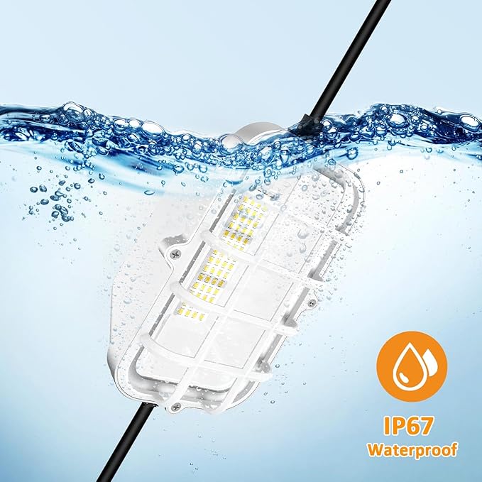 100ft LED Construction String Lights,Super Bright 300W 30000LM Waterproof IP67 Led String Work Lights, Construction Temporary Lights (Upgrad 100ft-10lights)