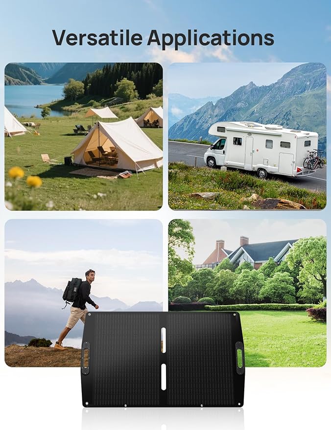 ECO-WORTHY 100W Portable Solar Panel, Foldable Solar Panel Charger 12BB for Power Station with Adjustable Kickstand,23% High Efficiency for Outdoor RV Camping Off Grid Hiking